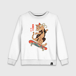 Детский свитшот Кот самурай - скейтбордист