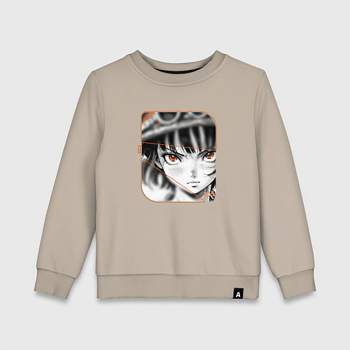 Детский свитшот Оранжевоглазая девушка / Миндальный – фото 1