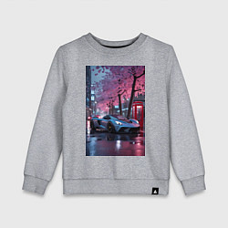 Свитшот хлопковый детский Суперкар и сакура, цвет: меланж