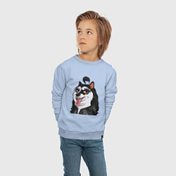 Свитшот хлопковый детский NFT Doge - Kiss, цвет: мягкое небо — фото 2