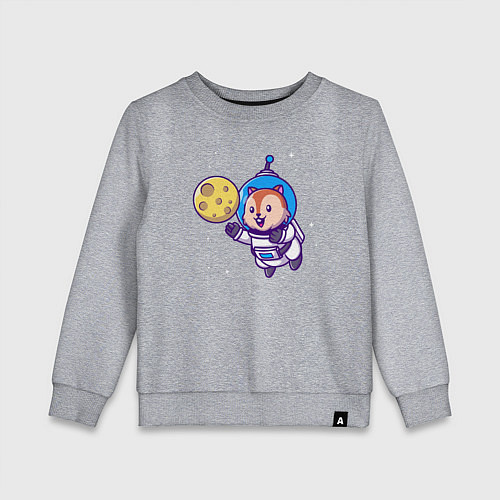 Детский свитшот Белочка в космосе / Меланж – фото 1