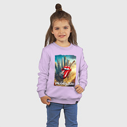 Свитшот хлопковый детский Rolling Stones - logo-guitar, цвет: лаванда — фото 2