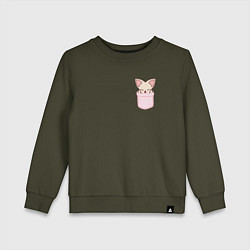 Свитшот хлопковый детский FoxINy in pocket, цвет: хаки