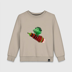 Детский свитшот Зеленый монстр на красной ракете