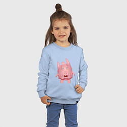 Свитшот хлопковый детский Cartoon monster pink, цвет: мягкое небо — фото 2