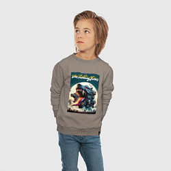 Свитшот хлопковый детский Волки Роллинг Стоунз - фантазия, цвет: утренний латте — фото 2