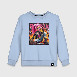 Свитшот хлопковый детский Barbie singer - punks not dead, цвет: мягкое небо
