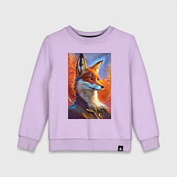 Свитшот хлопковый детский Fox fashionista - ai art fantasy, цвет: лаванда