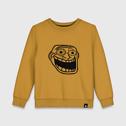 Свитшот хлопковый детский Омега тролл фейс мем, цвет: горчичный
