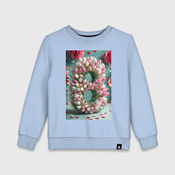 Свитшот хлопковый детский Тюльпаны к 8 марта, цвет: мягкое небо