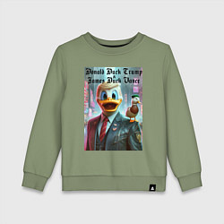 Свитшот хлопковый детский Donald Duck Trump and James Duck Vance, цвет: авокадо