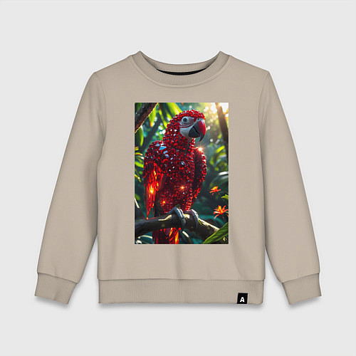 Детский свитшот Попугай из драгоценных камней / Миндальный – фото 1