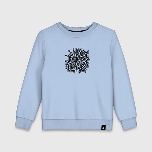 Детский свитшот Штурвал в розах тату / Мягкое небо – фото 1