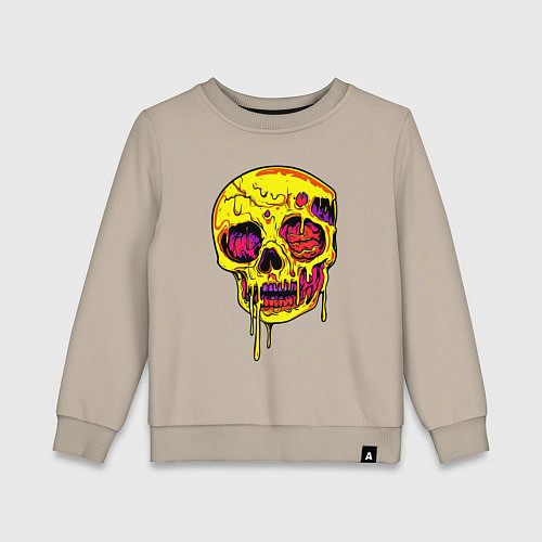 Детский свитшот Желтый растекшийся череп / Миндальный – фото 1
