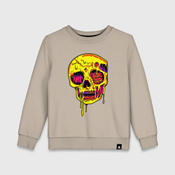 Свитшот хлопковый детский Желтый растекшийся череп, цвет: миндальный