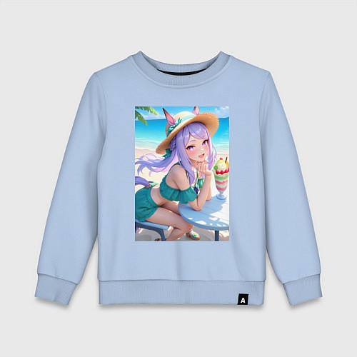 Детский свитшот Девушка-пони кушает мороженое / Мягкое небо – фото 1