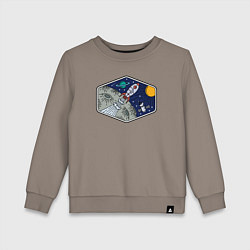 Свитшот хлопковый детский Moon rocket, цвет: утренний латте