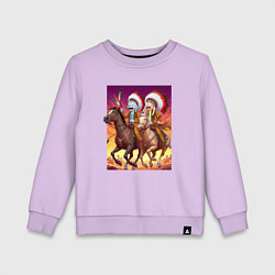 Детский свитшот Индейцы Рик и Морти скачут на лошадях