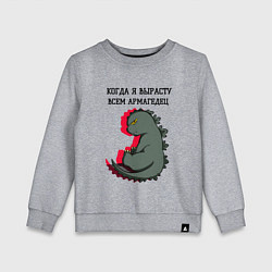 Свитшот хлопковый детский Когда я вырасту годзилла, цвет: меланж