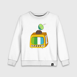 Свитшот хлопковый детский Спутниковое тв, цвет: белый