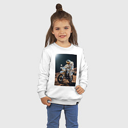 Свитшот хлопковый детский Космонавт ездит на мотоцикле по Луне, цвет: белый — фото 2