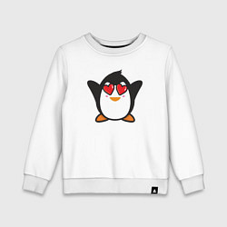 Свитшот хлопковый детский Влюблённый пингвинчик, цвет: белый