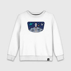 Свитшот хлопковый детский Space travel, цвет: белый