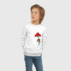 Свитшот хлопковый детский Букет гвоздики и георгиевская лента, цвет: белый — фото 2