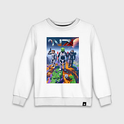 Свитшот хлопковый детский Mass effect and Minecraft - ai art collaboration, цвет: белый