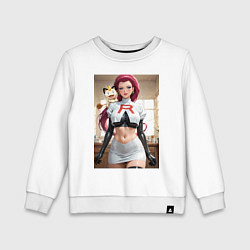 Свитшот хлопковый детский Джесси и Мяут, цвет: белый