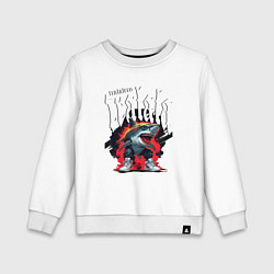 Свитшот хлопковый детский Итальянские мемы акула в кроссовках, цвет: белый