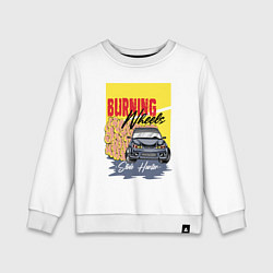 Свитшот хлопковый детский Burning wheels, цвет: белый