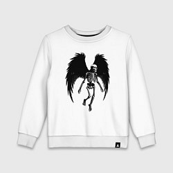 Свитшот хлопковый детский Крылатый скелет, цвет: белый