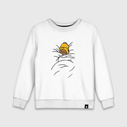 Свитшот хлопковый детский Спящий Гомер симпсон, цвет: белый