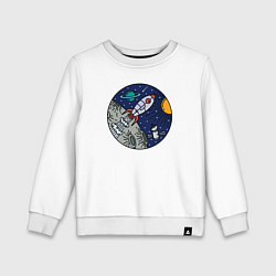 Свитшот хлопковый детский Rocket space, цвет: белый
