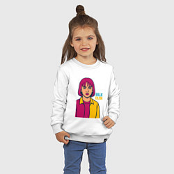 Свитшот хлопковый детский Билли Айлиш в стиле рисунка, цвет: белый — фото 2