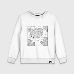 Свитшот хлопковый детский Маленький кролик среди листьев, цвет: белый