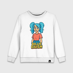Свитшот хлопковый детский Билли Айлиш мультяшка, цвет: белый