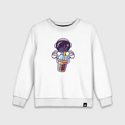 Свитшот хлопковый детский Космический бабл-чай, цвет: белый