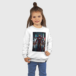 Свитшот хлопковый детский Железный человек посреди ночного города, цвет: белый — фото 2