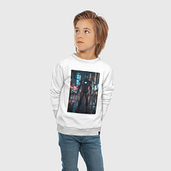 Свитшот хлопковый детский Железный человек посреди ночного города, цвет: белый — фото 2