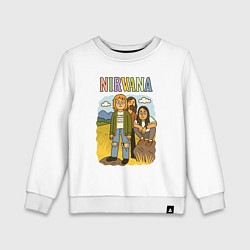 Свитшот хлопковый детский Nirvana мультяшный стиль, цвет: белый