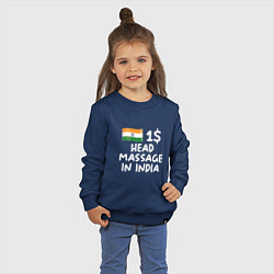 Свитшот хлопковый детский Флаг Индии: head massage in india, цвет: тёмно-синий — фото 2