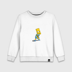 Свитшот хлопковый детский Барт Симпсон с рогаткой, цвет: белый