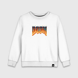 Свитшот хлопковый детский Doom ultimate logo, цвет: белый
