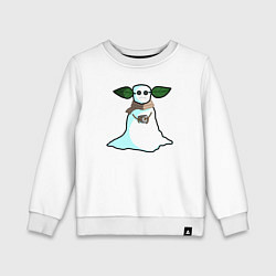 Свитшот хлопковый детский Снеговик Йода, цвет: белый