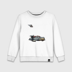 Свитшот хлопковый детский Такси летающее, ретрофутуризм, цвет: белый