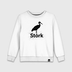 Свитшот хлопковый детский Аист черной краской, цвет: белый