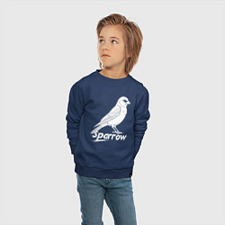 Свитшот хлопковый детский Воробей белый логотип, цвет: тёмно-синий — фото 2