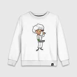 Свитшот хлопковый детский Девушка повар, цвет: белый